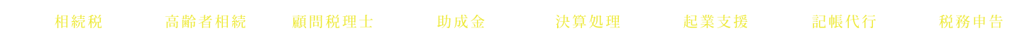 相続税 高齢者相続 顧問税理士 助成金 決算処理 起業支援 記帳代行 税務申告